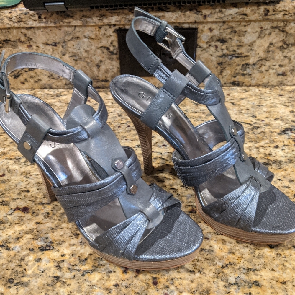 Guess gunmetal pewter heels